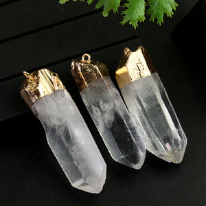 Druzy Wand Pendant Clear Quartz Necklace Charms