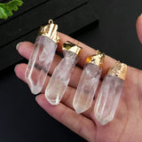 Druzy Wand Pendant Clear Quartz Necklace Charms