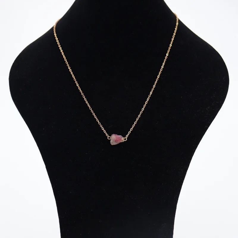 Natural Mineral Raw Stone Beaded Choker Necklace Women Jewelry Gift
