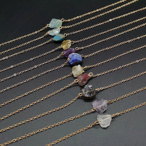 Natural Mineral Raw Stone Beaded Choker Necklace Women Jewelry Gift