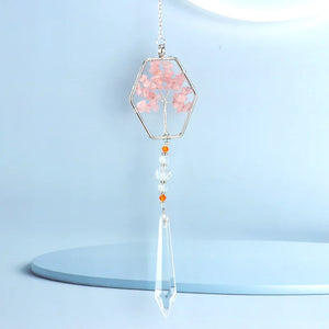 Pink Crystal Tree Of Life Home Curtain Ornament