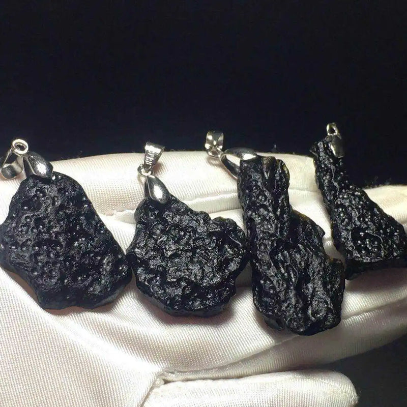 Meteorite Tektite Pendant Glass Quartz Necklace Making Man Jewelry