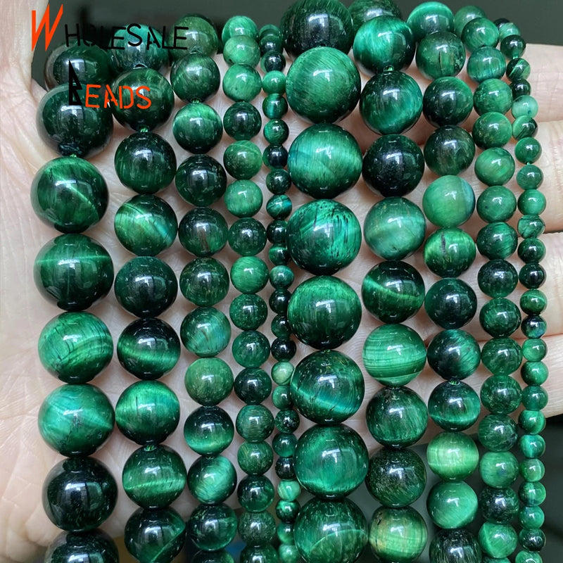 Green Tiger Eye Stone Round Beads 4/6/8/10/12mm For Jewelry Making