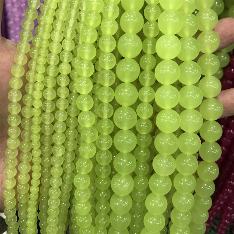 Green Jade Beads for Jewelry Making DIY Bracelet Necklace Gemstone