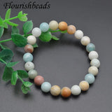 Natural Amazonite Stone Round Beads Strand Bracelet