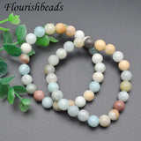 Natural Amazonite Stone Round Beads Strand Bracelet