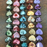 Heart Shape Dragon Vein Agates Quartz Charm Necklace Bracelet