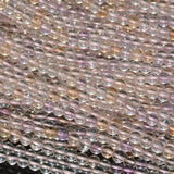 Mixed Quartz Round Beads 4.2mm, Clean Quartz + Citrine + Amethyst