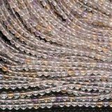 Mixed Quartz Round Beads 4.2mm, Clean Quartz + Citrine + Amethyst