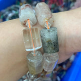 Rutilated Quartz Beads 15'' Sticks Column Barrel DIY Loose Beads