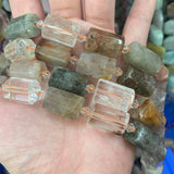 Rutilated Quartz Beads 15'' Sticks Column Barrel DIY Loose Beads