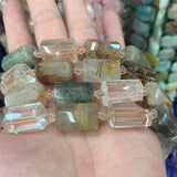 Rutilated Quartz Beads 15'' Sticks Column Barrel DIY Loose Beads