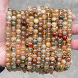 Mixed Rutilated Quartz Beads Round Loose Spacer Colorful Hair Crystal Stone