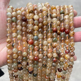Mixed Rutilated Quartz Beads Round Loose Spacer Colorful Hair Crystal Stone