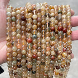 Mixed Rutilated Quartz Beads Round Loose Spacer Colorful Hair Crystal Stone