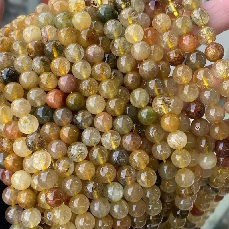 Mixed Rutilated Quartz Hair Crystal Stone Beads DIY Loose Beads