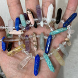 Natural Mixed Semi-precious Stone Beads 15'' Sticks Crystal Point Shape