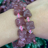 Mixed Strawberry Quartz Aventurine Stone Beads 15'' Ice Cube DIY Loose Beads
