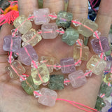 Mixed Strawberry Quartz Aventurine Stone Beads 15'' Ice Cube DIY Loose Beads