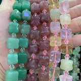 Mixed Strawberry Quartz Aventurine Stone Beads 15'' Ice Cube DIY Loose Beads