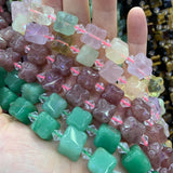 Mixed Strawberry Quartz Aventurine Stone Beads 15'' Ice Cube DIY Loose Beads