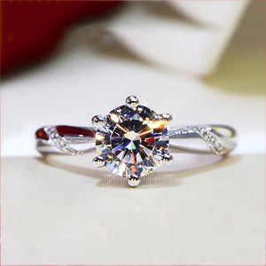 Natural Moissanite Silver Ring for Women Wedding Gemstone