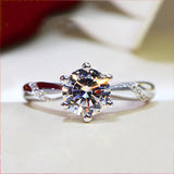 Natural Moissanite Silver Ring for Women Wedding Gemstone