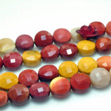 Natural Mookaite Faceted Coin Loose Beads Gemstone Bracelet Necklace DIY