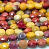 Natural Mookaite Faceted Coin Loose Beads Gemstone Bracelet Necklace DIY