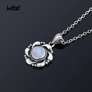 Moonstone 925 Silver Pendant Necklace Vintage Style Women Men Kite Shape