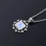 Moonstone 925 Silver Pendant Necklace Vintage Style Women Men Pendant