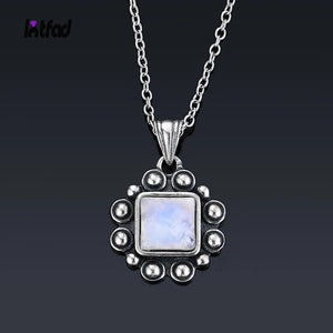 Moonstone 925 Silver Pendant Necklace Vintage Style Women Men Pendant