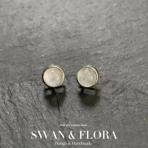 Moonstone 925 Sterling Silver Stud Earrings Peridot Jewelry Green