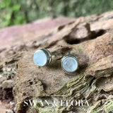 Moonstone 925 Sterling Silver Stud Earrings Peridot Jewelry Green