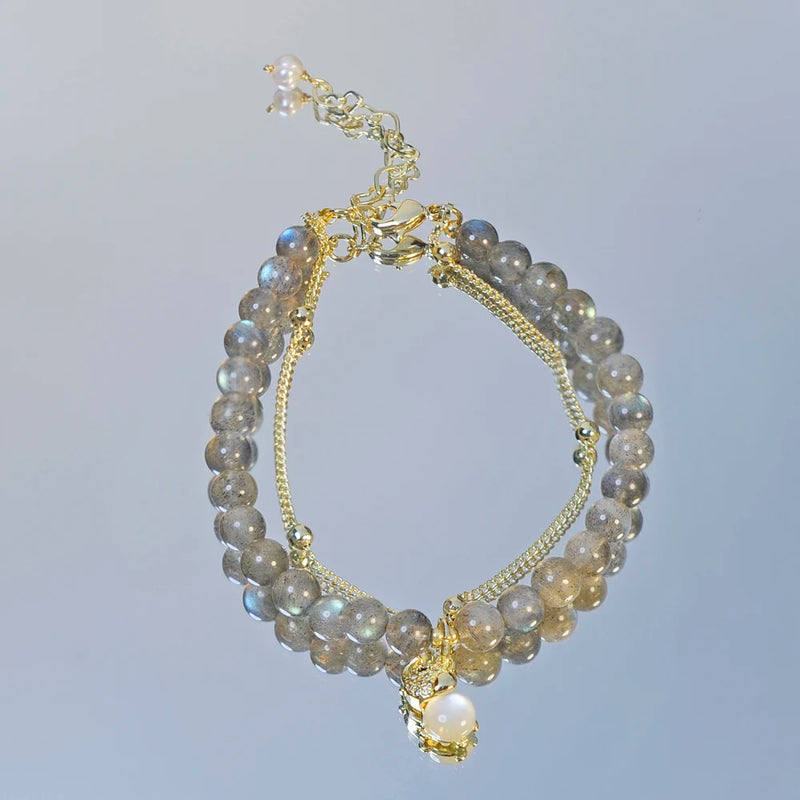 Moonstone Elephant Charm Bracelet for Health Protection