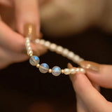 Moonstone Bracelet Fresh Water Pearl Labradorite Stone Beads