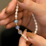 Moonstone Bracelet Fresh Water Pearl Labradorite Stone Beads