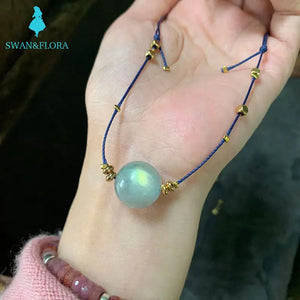 Natural Moonstone Choker Necklace Labradorite Gemstone Women High Jewelry