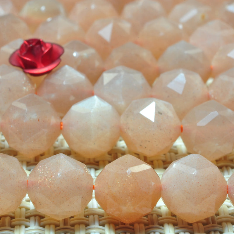Moonstone Diamond Faceted Round Gemstone Beads DIY Jewelry Making