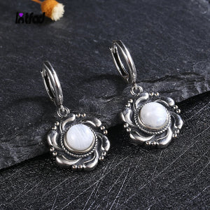 Moonstone Drop Earrings 925 Silver Hoop Party Gift Jewelry
