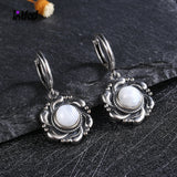 Moonstone Drop Earrings 925 Silver Hoop Party Gift Jewelry