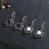 Moonstone Drop Earrings 925 Silver Hoop Party Gift Jewelry