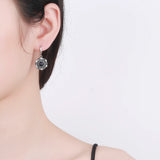 Moonstone Drop Earrings 925 Silver Hoop Party Gift Jewelry