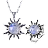 Moonstone Geometric Shape Pendant Necklace Vintage Style Jewelry