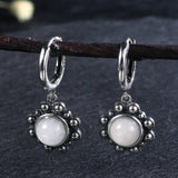 Moonstone Hoop Earrings 925 Sterling Silver Ear Jewelry Wedding Party Gift