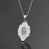 Moonstone Labradorite Necklace Pendant 925 Silver Women's Jewelry Party