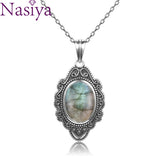 Moonstone Labradorite Necklace Pendant 925 Silver Women's Jewelry Party