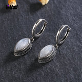 Moonstone Pendant Earrings 925 Silver Texture Wedding Party Jewelry