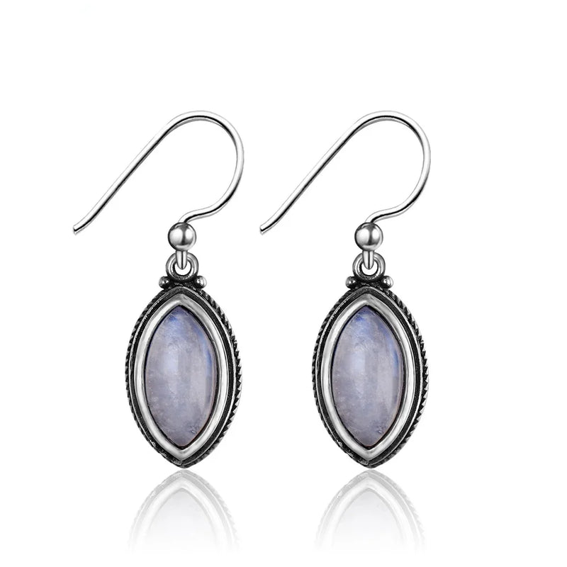 Moonstone Pendant Earrings 925 Silver Texture Wedding Party Jewelry