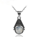 Moonstone Pendant Necklace 925 Sterling Silver Vintage Style